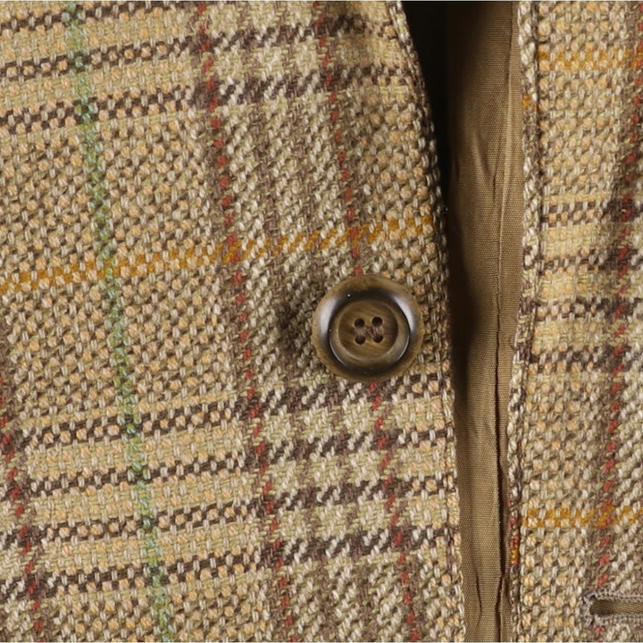 HELLEWELL'S Check Pattern Wool Tailored Jacket, Men's Size Medium, Vintage wool Beige type Vintage Second Hand