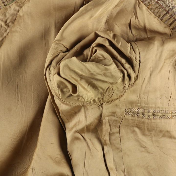 HELLEWELL'S Check Pattern Wool Tailored Jacket, Men's Size Medium, Vintage wool Beige type Vintage Second Hand