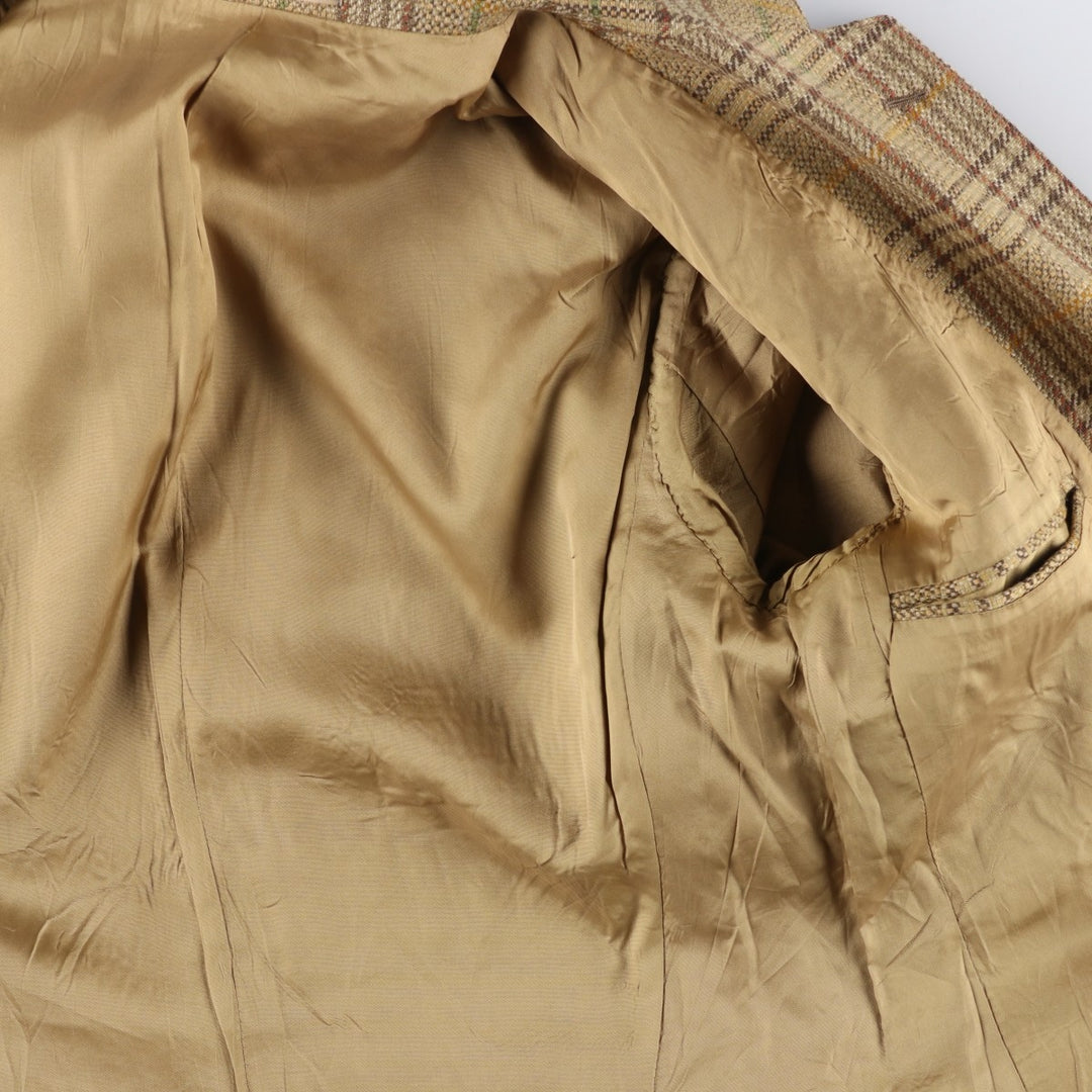 HELLEWELL'S Check Pattern Wool Tailored Jacket, Men's Size Medium, Vintage wool Beige type Vintage Second Hand