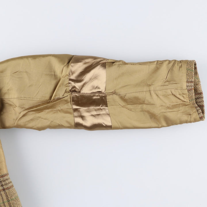 HELLEWELL'S Check Pattern Wool Tailored Jacket, Men's Size Medium, Vintage wool Beige type Vintage Second Hand