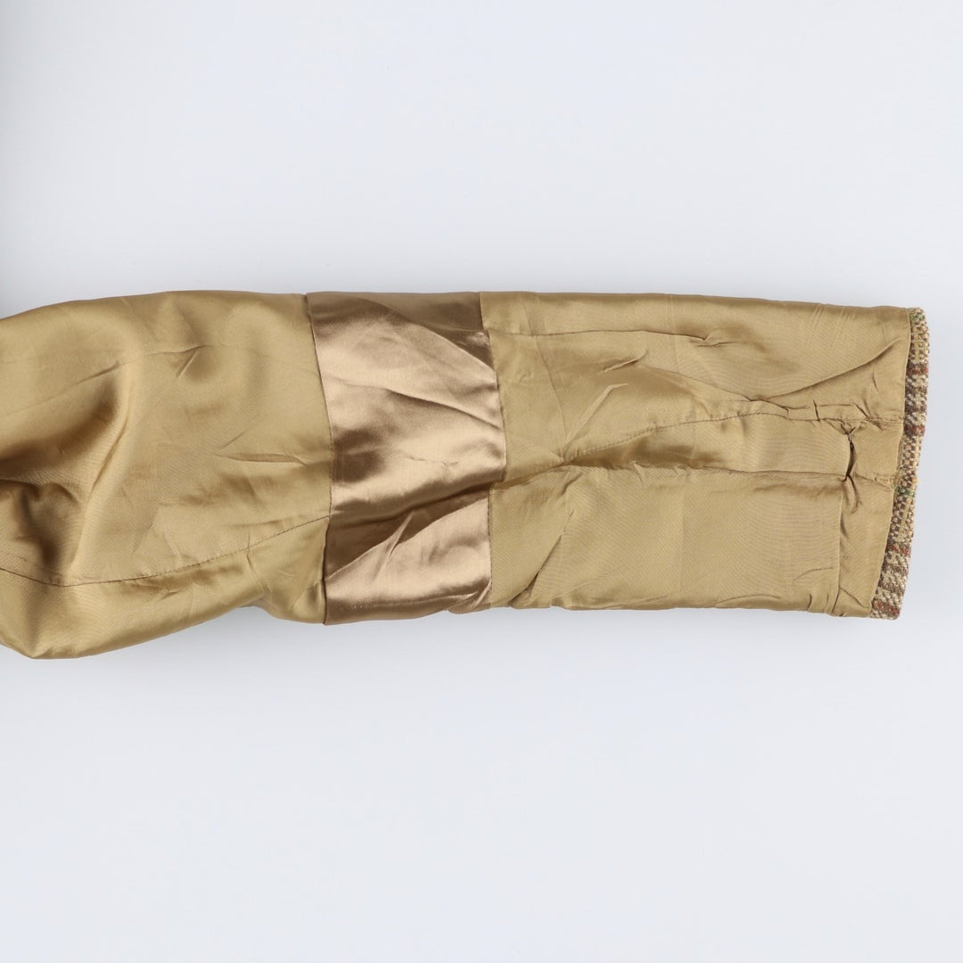 HELLEWELL'S Check Pattern Wool Tailored Jacket, Men's Size Medium, Vintage wool Beige type Vintage Second Hand