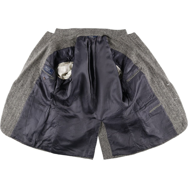 90'S Ralph Lauren POLO by Ralph Lauren Herringbone Tailored Jacket Made in USA Men's L unclear black type Vintage Second Hand