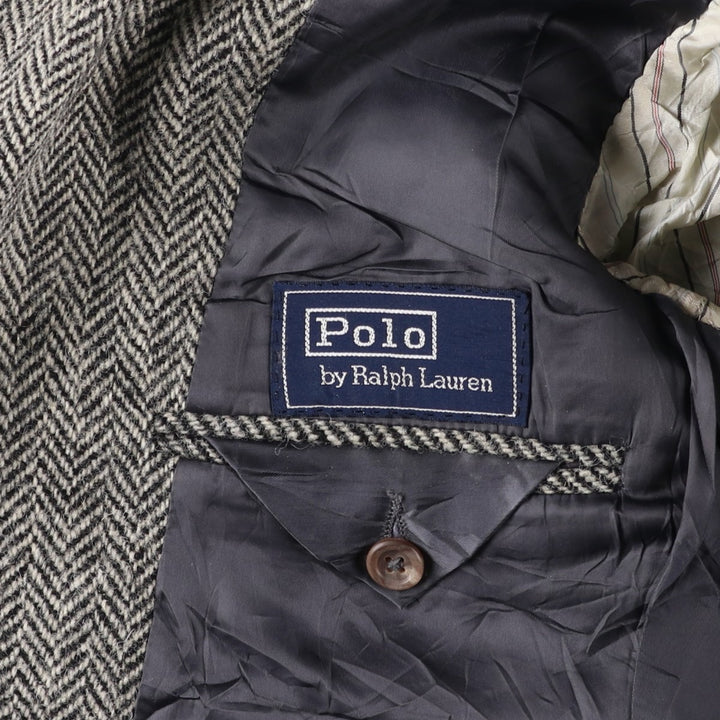 90'S Ralph Lauren POLO by Ralph Lauren Herringbone Tailored Jacket Made in USA Men's L unclear black type Vintage Second Hand