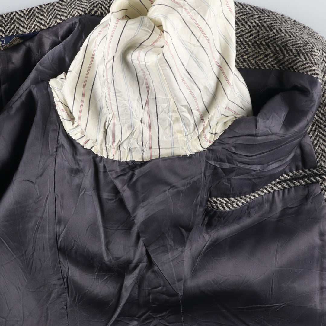 90'S Ralph Lauren POLO by Ralph Lauren Herringbone Tailored Jacket Made in USA Men's L unclear black type Vintage Second Hand