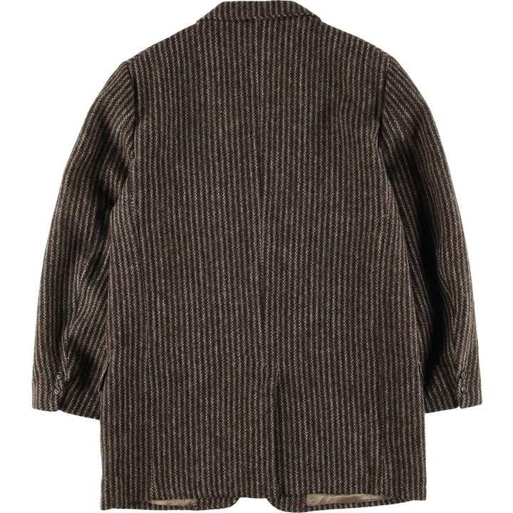 1970'S Harris Tweed English Sport Coat, Striped Wool Tailored Jacket, Men's Size Medium wool brown type Vintage Second Hand