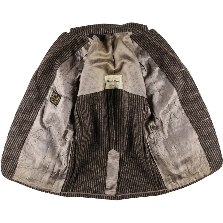 1970'S Harris Tweed English Sport Coat, Striped Wool Tailored Jacket, Men's Size Medium wool brown type Vintage Second Hand