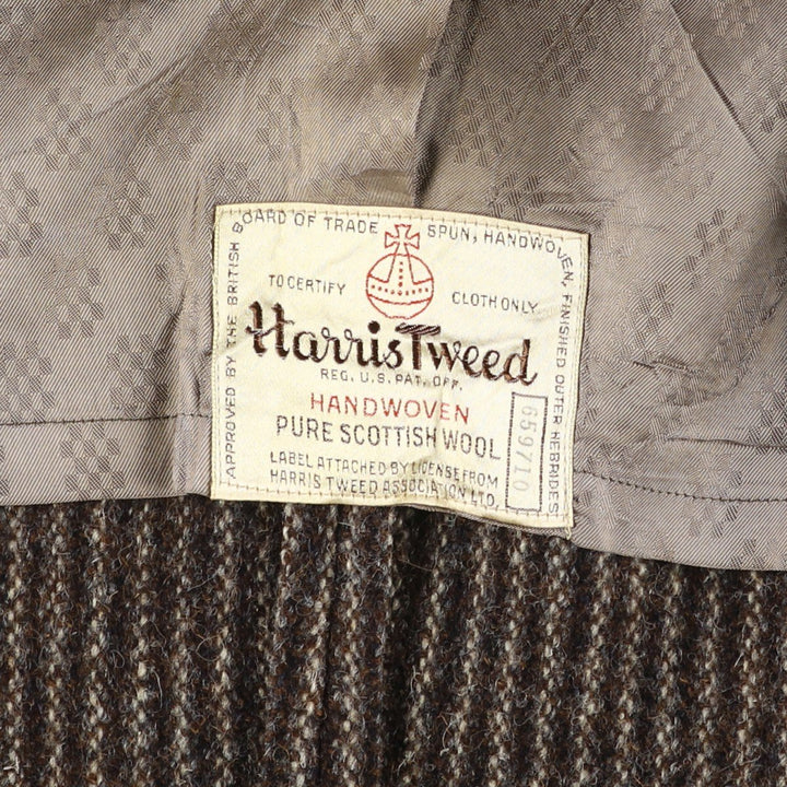 1970'S Harris Tweed English Sport Coat, Striped Wool Tailored Jacket, Men's Size Medium wool brown type Vintage Second Hand