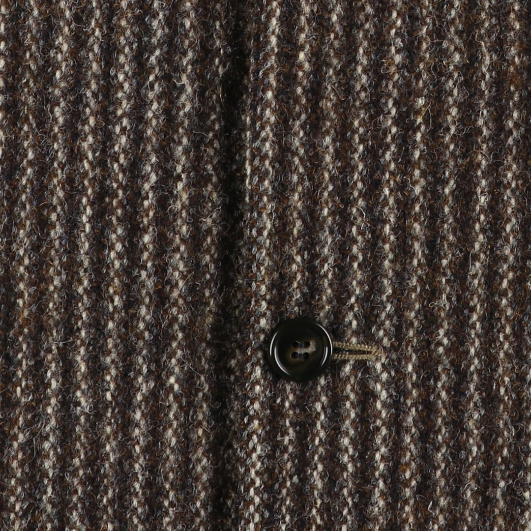1970'S Harris Tweed English Sport Coat, Striped Wool Tailored Jacket, Men's Size Medium wool brown type Vintage Second Hand