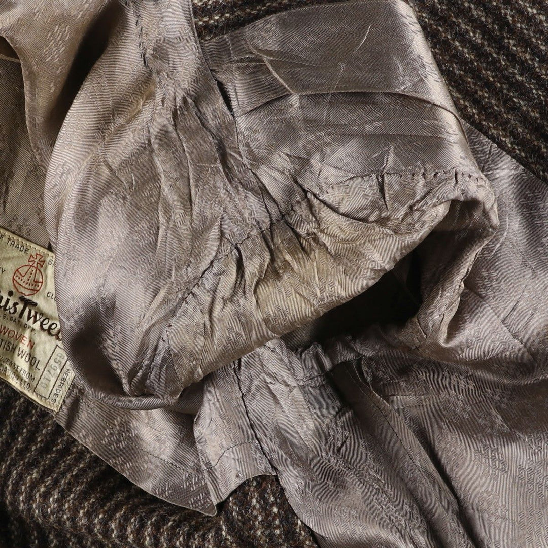 1970'S Harris Tweed English Sport Coat, Striped Wool Tailored Jacket, Men's Size Medium wool brown type Vintage Second Hand