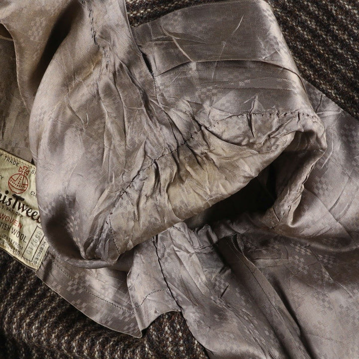 1970'S Harris Tweed English Sport Coat, Striped Wool Tailored Jacket, Men's Size Medium wool brown type Vintage Second Hand