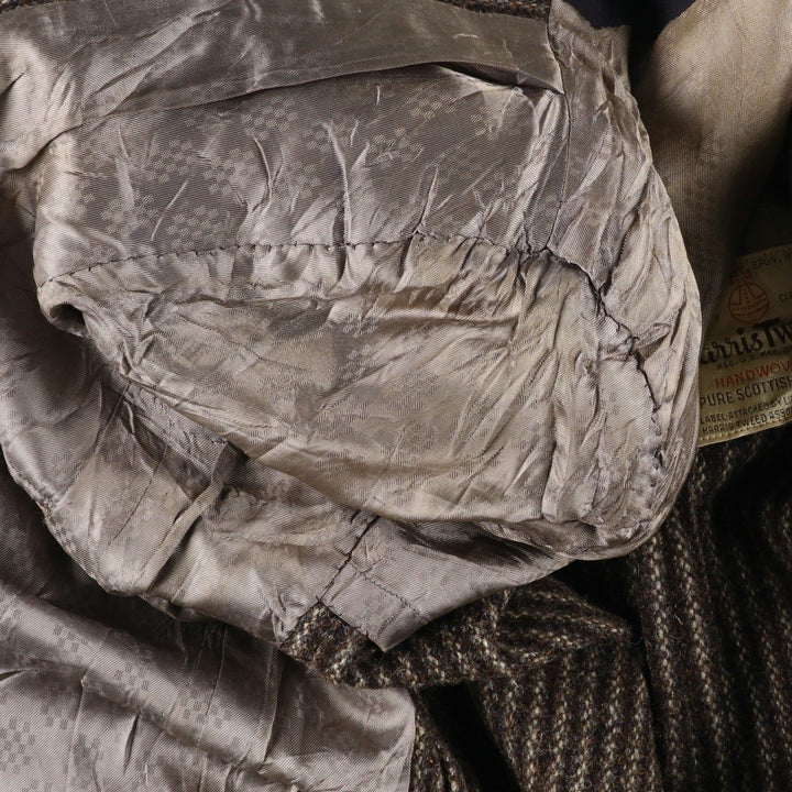 1970'S Harris Tweed English Sport Coat, Striped Wool Tailored Jacket, Men's Size Medium wool brown type Vintage Second Hand