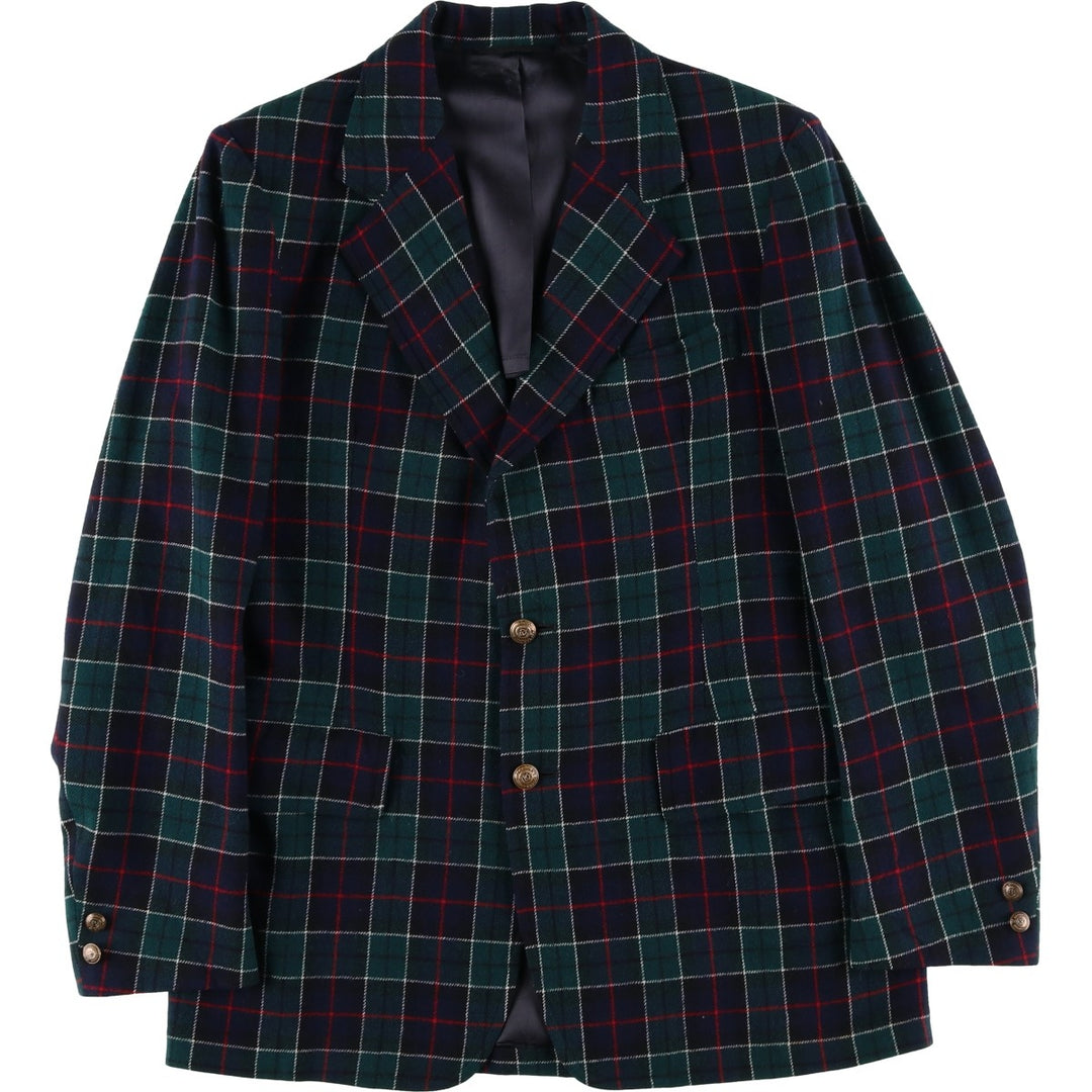 Vintage 1960s-1970'S Pendleton Check Pattern Wool Tailored Jacket, Men's Size Medium wool navy blue type Vintage Second Hand