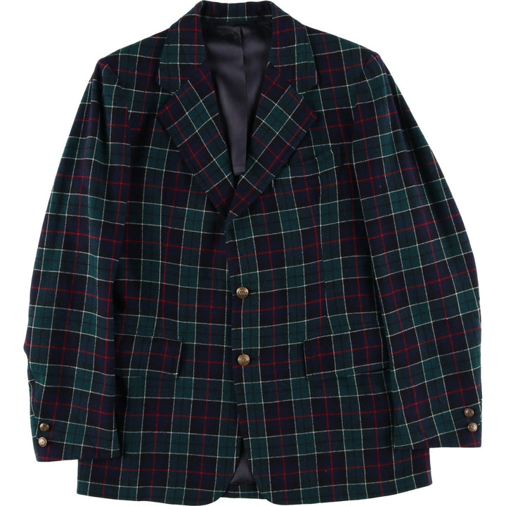 Vintage 1960s-1970'S Pendleton Check Pattern Wool Tailored Jacket, Men's Size Medium wool navy blue type Vintage Second Hand