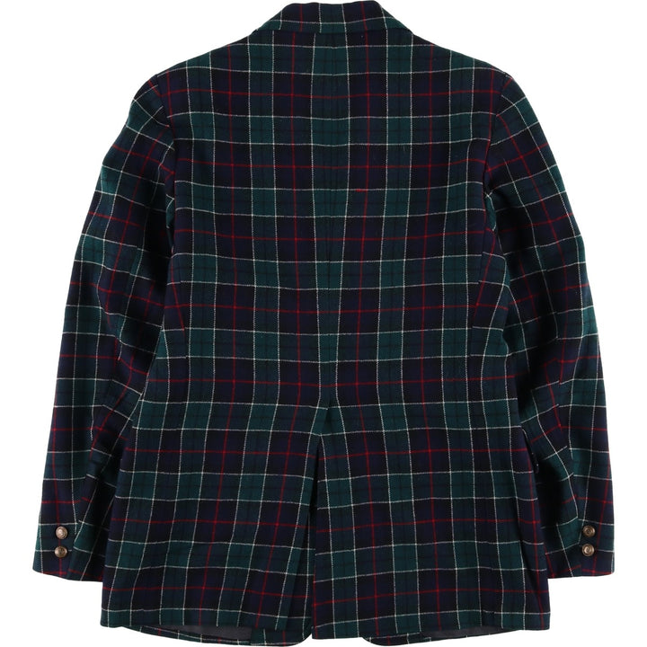 Vintage 1960s-1970'S Pendleton Check Pattern Wool Tailored Jacket, Men's Size Medium wool navy blue type Vintage Second Hand