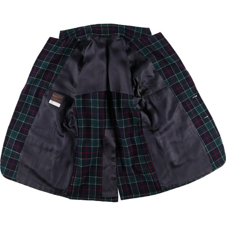 Vintage 1960s-1970'S Pendleton Check Pattern Wool Tailored Jacket, Men's Size Medium wool navy blue type Vintage Second Hand