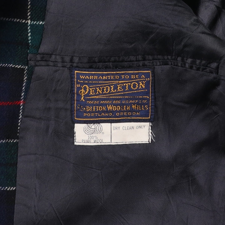 Vintage 1960s-1970'S Pendleton Check Pattern Wool Tailored Jacket, Men's Size Medium wool navy blue type Vintage Second Hand