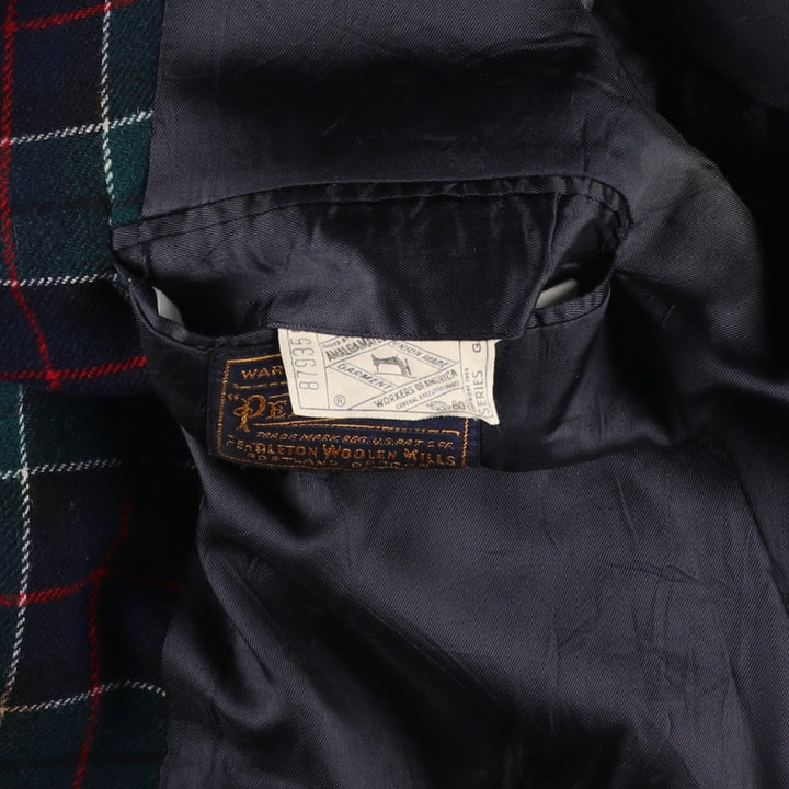 Vintage 1960s-1970'S Pendleton Check Pattern Wool Tailored Jacket, Men's Size Medium wool navy blue type Vintage Second Hand