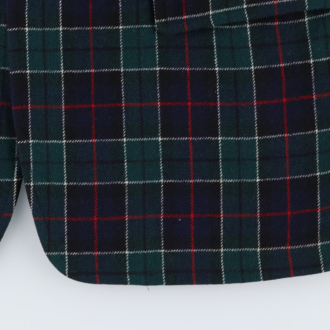 Vintage 1960s-1970'S Pendleton Check Pattern Wool Tailored Jacket, Men's Size Medium wool navy blue type Vintage Second Hand
