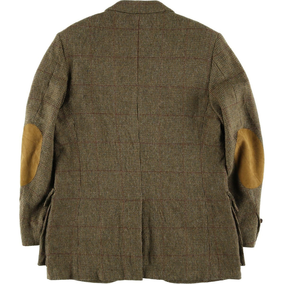 Ralph Lauren POLO by Ralph Lauren Check Pattern Alpaca Blend Tweed Jacket, Men's Size Medium wool Khaki type Vintage Second Hand