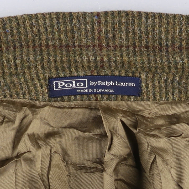 Ralph Lauren POLO by Ralph Lauren Check Pattern Alpaca Blend Tweed Jacket, Men's Size Medium wool Khaki type Vintage Second Hand