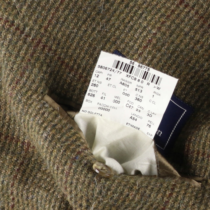 Ralph Lauren POLO by Ralph Lauren Check Pattern Alpaca Blend Tweed Jacket, Men's Size Medium wool Khaki type Vintage Second Hand