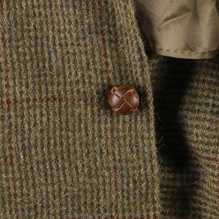 Ralph Lauren POLO by Ralph Lauren Check Pattern Alpaca Blend Tweed Jacket, Men's Size Medium wool Khaki type Vintage Second Hand