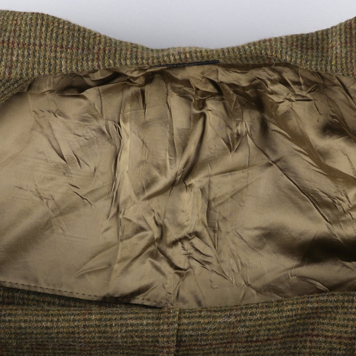 Ralph Lauren POLO by Ralph Lauren Check Pattern Alpaca Blend Tweed Jacket, Men's Size Medium wool Khaki type Vintage Second Hand