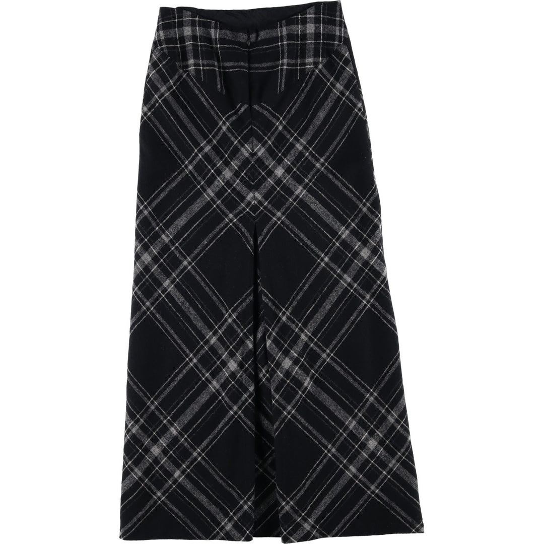 EXPRESS Check Pattern Maxi A-Line Skirt, Women's Size L wool black type Vintage Second Hand
