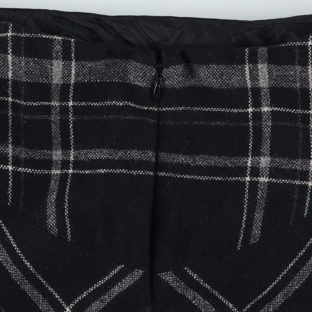 EXPRESS Check Pattern Maxi A-Line Skirt, Women's Size L wool black type Vintage Second Hand