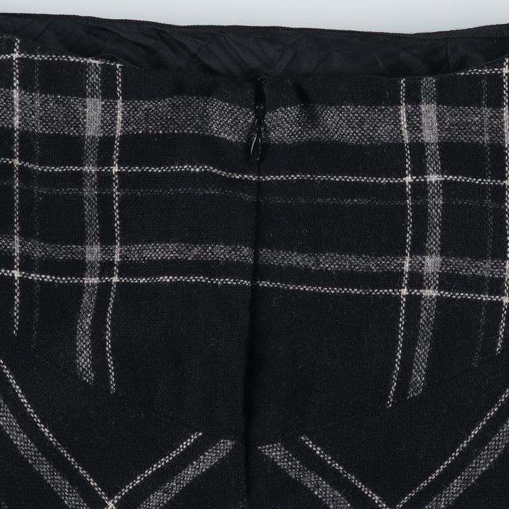 EXPRESS Check Pattern Maxi A-Line Skirt, Women's Size L wool black type Vintage Second Hand