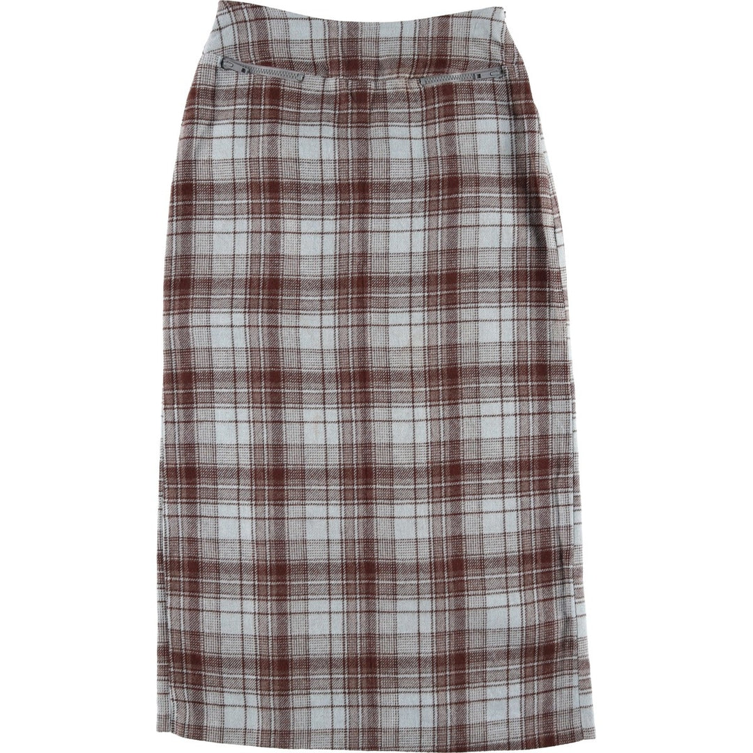 ESPRIT Check Pattern Long Tight Skirt, Made in USA, Women's Size L acrylic Blue type light blue Vintage Second Hand