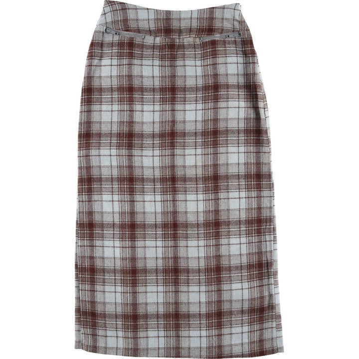 ESPRIT Check Pattern Long Tight Skirt, Made in USA, Women's Size L acrylic Blue type light blue Vintage Second Hand