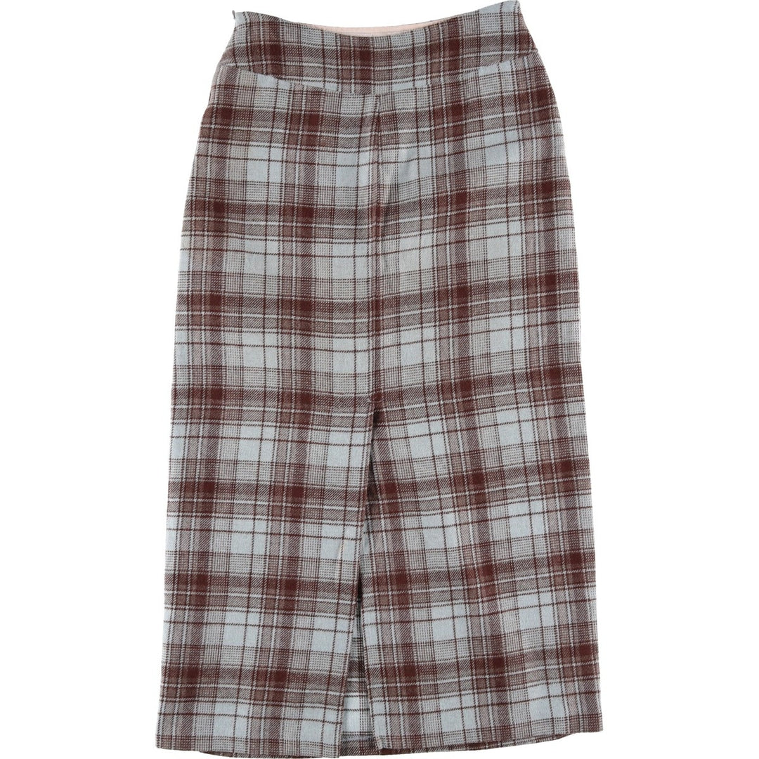 ESPRIT Check Pattern Long Tight Skirt, Made in USA, Women's Size L acrylic Blue type light blue Vintage Second Hand