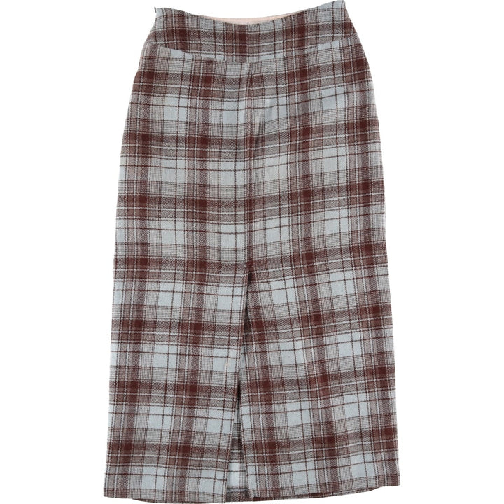 ESPRIT Check Pattern Long Tight Skirt, Made in USA, Women's Size L acrylic Blue type light blue Vintage Second Hand