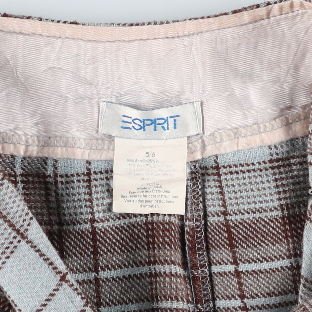 ESPRIT Check Pattern Long Tight Skirt, Made in USA, Women's Size L acrylic Blue type light blue Vintage Second Hand