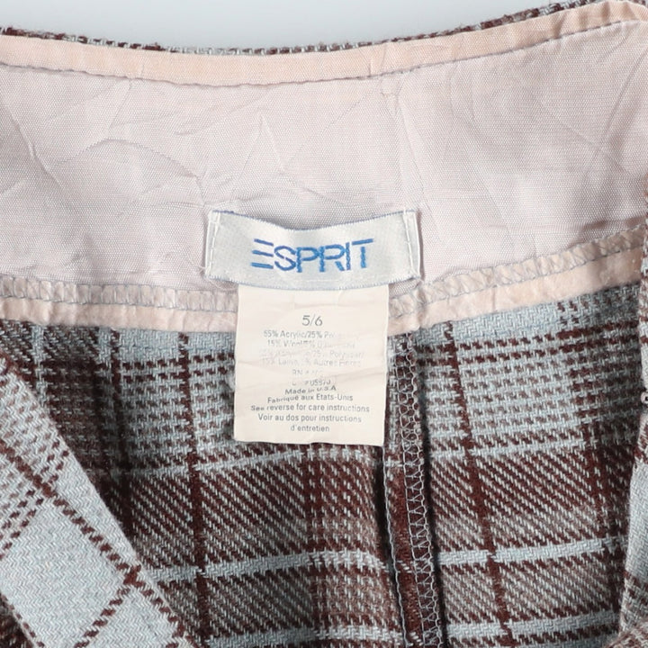 ESPRIT Check Pattern Long Tight Skirt, Made in USA, Women's Size L acrylic Blue type light blue Vintage Second Hand