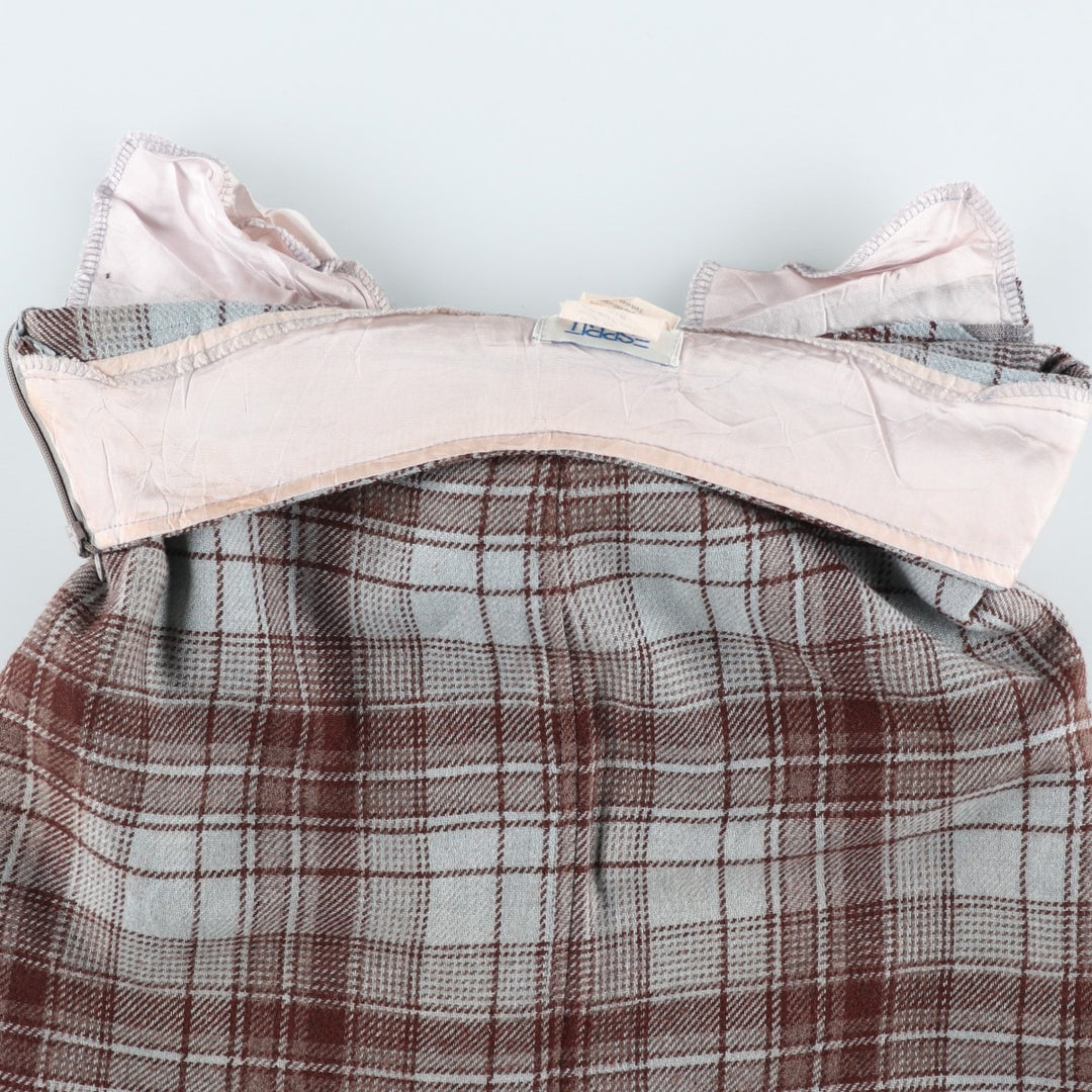 ESPRIT Check Pattern Long Tight Skirt, Made in USA, Women's Size L acrylic Blue type light blue Vintage Second Hand