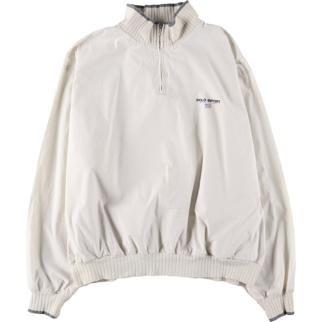 90'S Ralph Lauren POLO SPORT half-zip cotton pullover, men's size XXL cotton Khaki type beige Vintage Second Hand