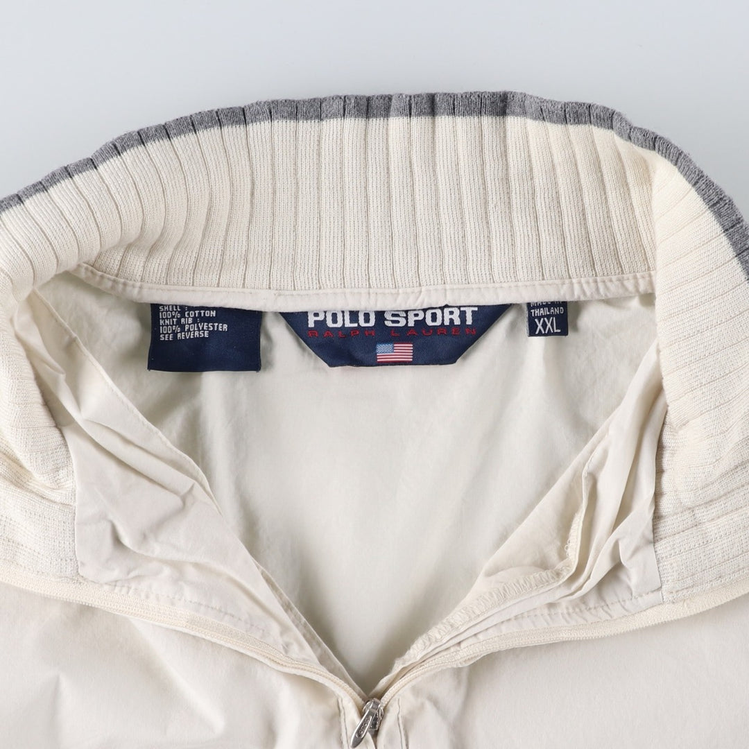 90'S Ralph Lauren POLO SPORT half-zip cotton pullover, men's size XXL cotton Khaki type beige Vintage Second Hand