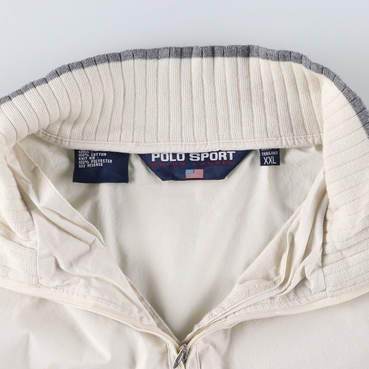 90'S Ralph Lauren POLO SPORT half-zip cotton pullover, men's size XXL cotton Khaki type beige Vintage Second Hand