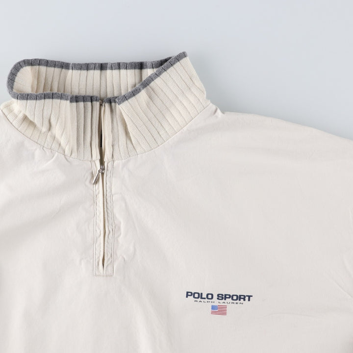 90'S Ralph Lauren POLO SPORT half-zip cotton pullover, men's size XXL cotton Khaki type beige Vintage Second Hand