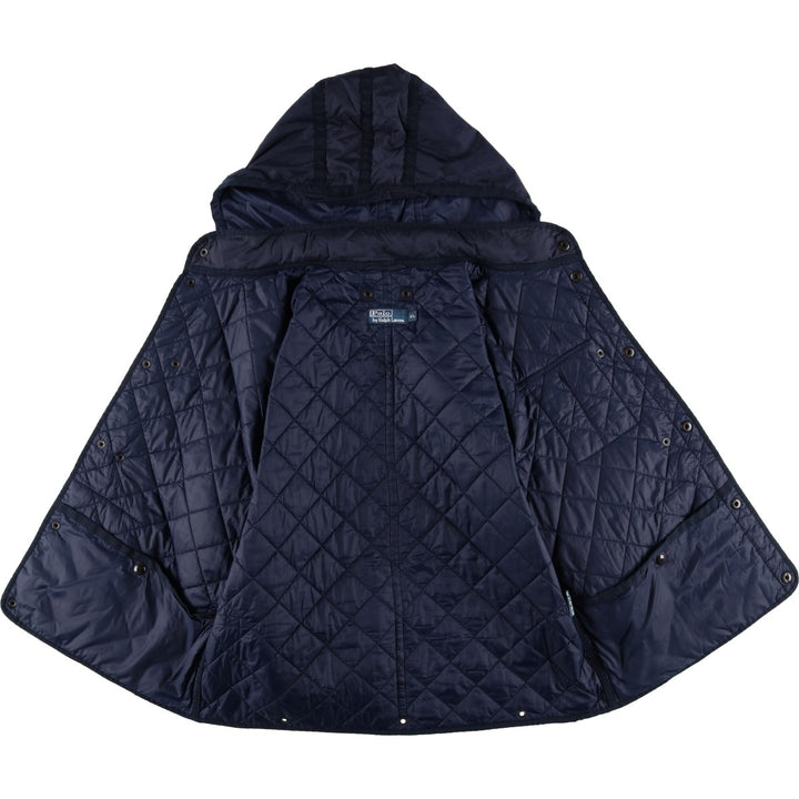 POLO by Ralph Lauren padded hooded quilted puffer jacket, men's size XL Nylon navy blue type Vintage Second Hand