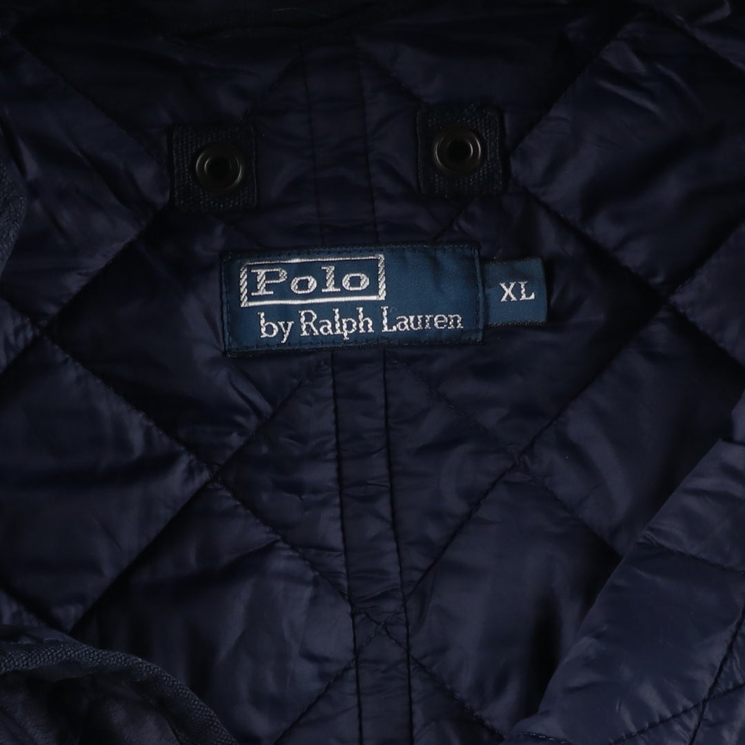 POLO by Ralph Lauren padded hooded quilted puffer jacket, men's size XL Nylon navy blue type Vintage Second Hand