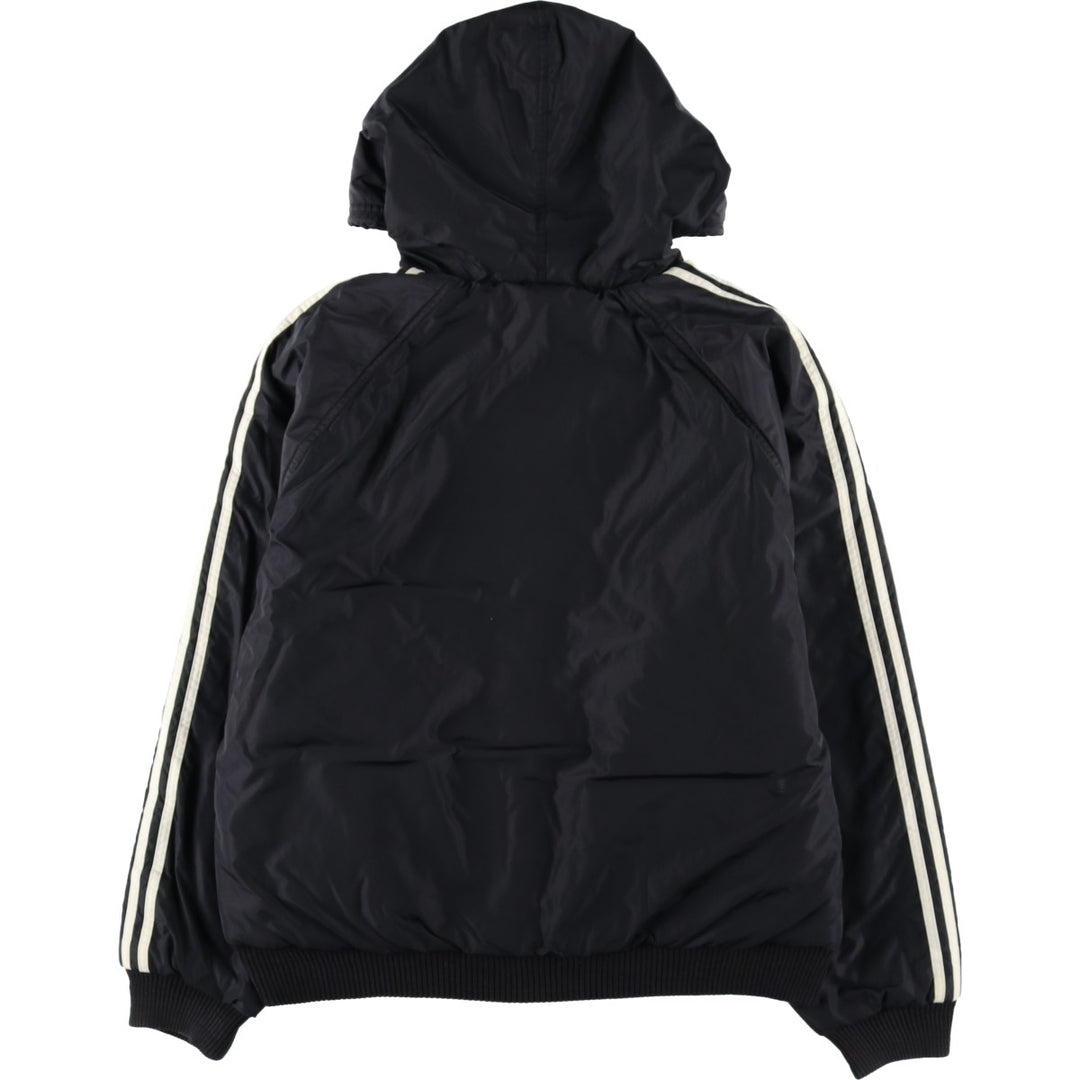 80s-90'S adidas Trefoil Logo Reversible Back Logo Padded Hoodie Puffer Jacket Men's Size L Nylon black type Vintage Second Hand