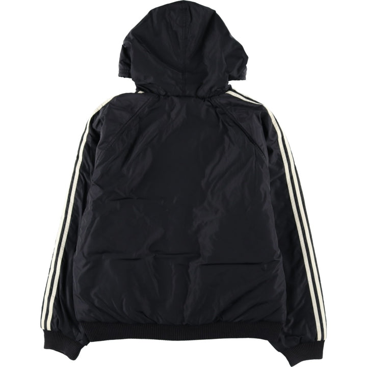 80s-90'S adidas Trefoil Logo Reversible Back Logo Padded Hoodie Puffer Jacket Men's Size L Nylon black type Vintage Second Hand