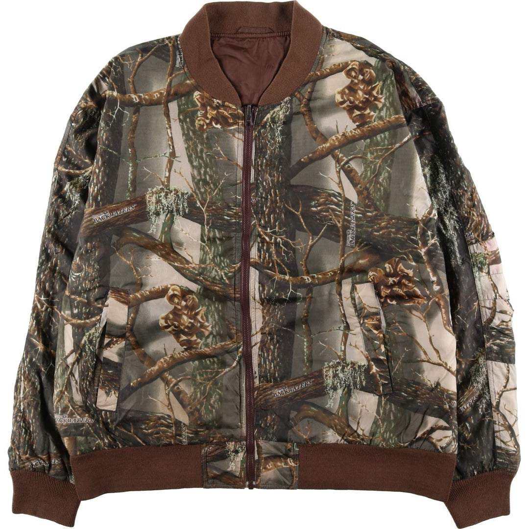 90s-00'S Cabelas Camouflage Pattern Realtree Camo Reversible Padded Puffer Jacket, Men's Size XL Nylon Khaki type Vintage Second Hand