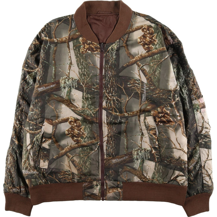 90s-00'S Cabelas Camouflage Pattern Realtree Camo Reversible Padded Puffer Jacket, Men's Size XL Nylon Khaki type Vintage Second Hand