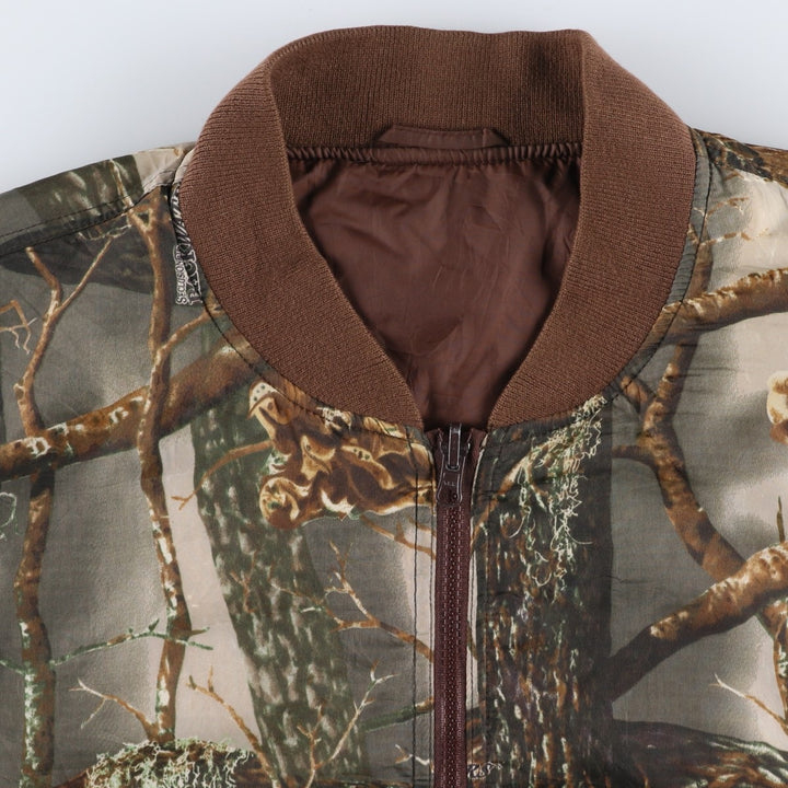 90s-00'S Cabelas Camouflage Pattern Realtree Camo Reversible Padded Puffer Jacket, Men's Size XL Nylon Khaki type Vintage Second Hand