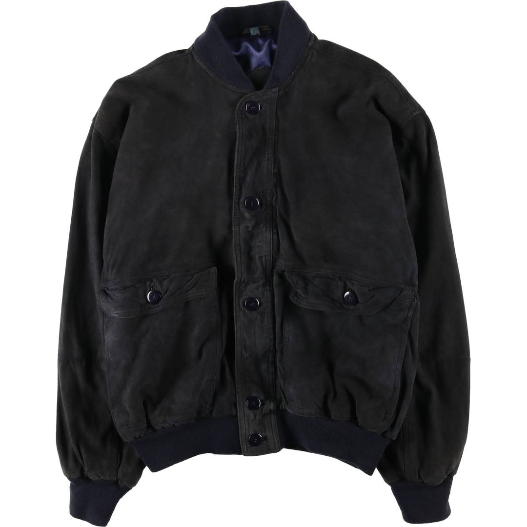 Suede leather blouson for men (size L) genuine leather black type Vintage Second Hand