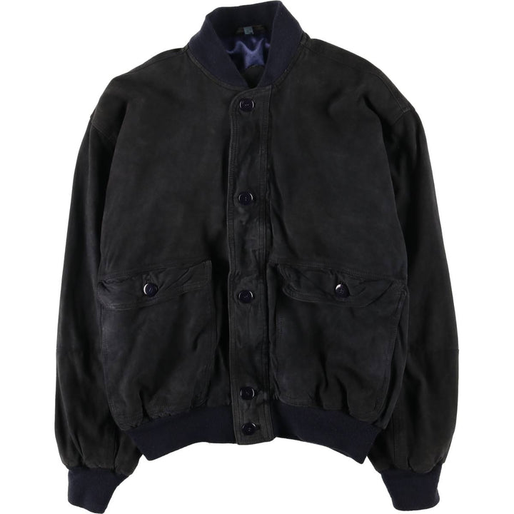 Suede leather blouson for men (size L) genuine leather black type Vintage Second Hand